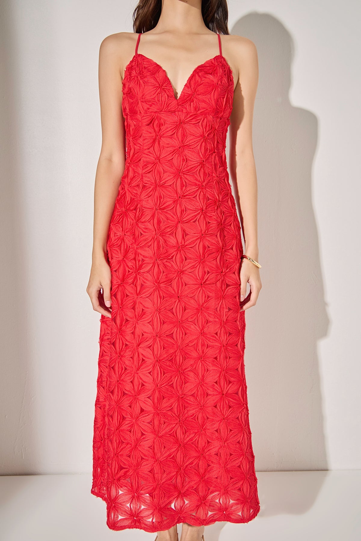 Spaghetti Strap Lace Midi Dress