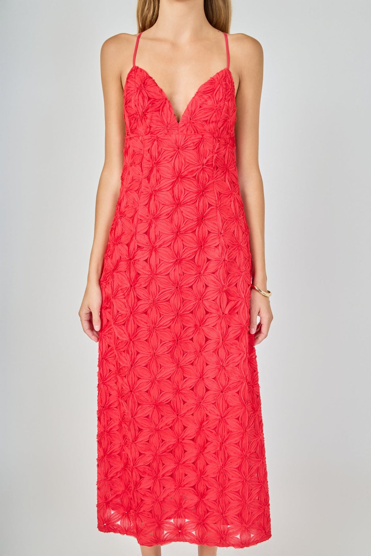 Spaghetti Strap Lace Midi Dress
