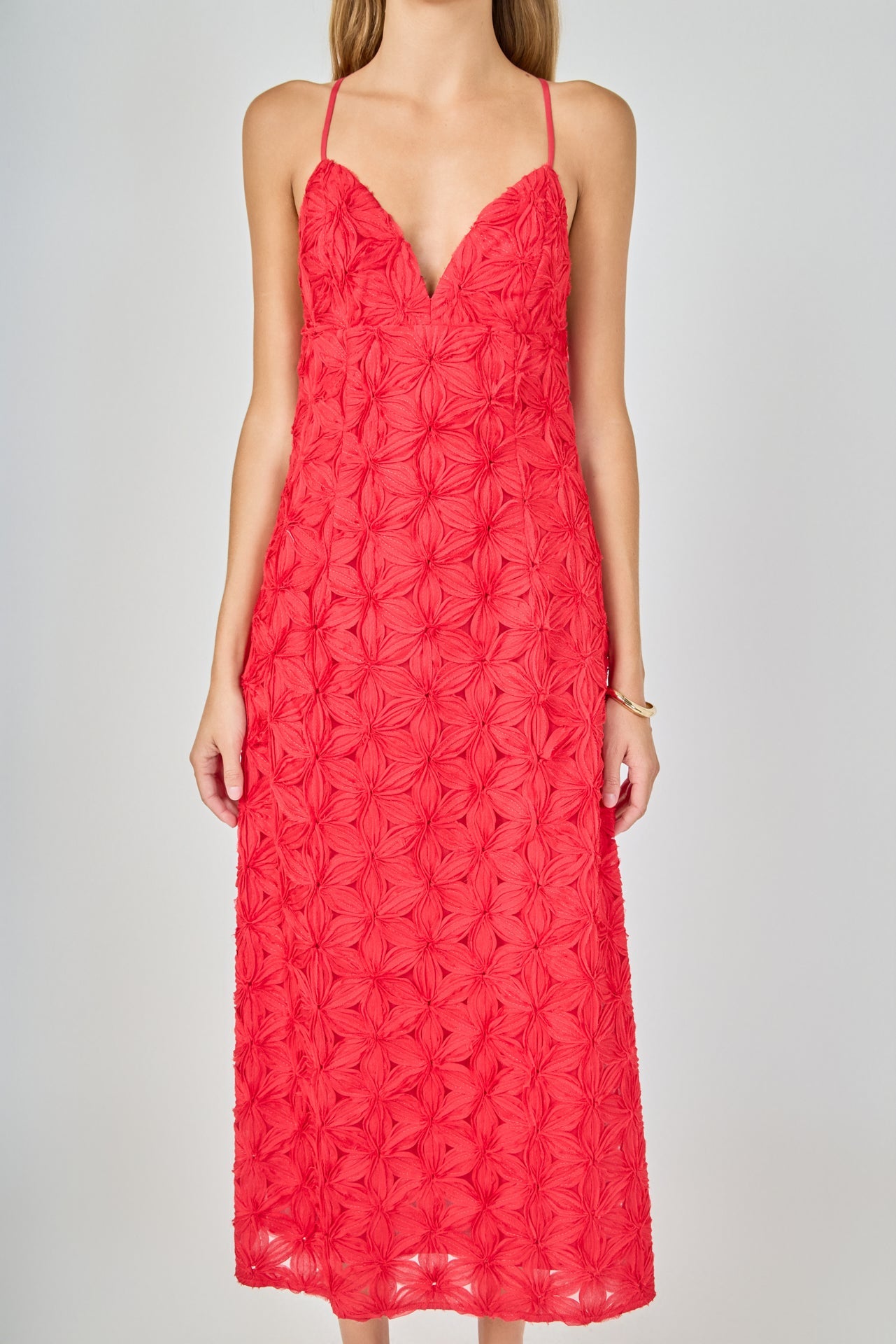 ENDLESS ROSE - Spaghetti Strap Lace Midi Dress - DRESSES available at Objectrare