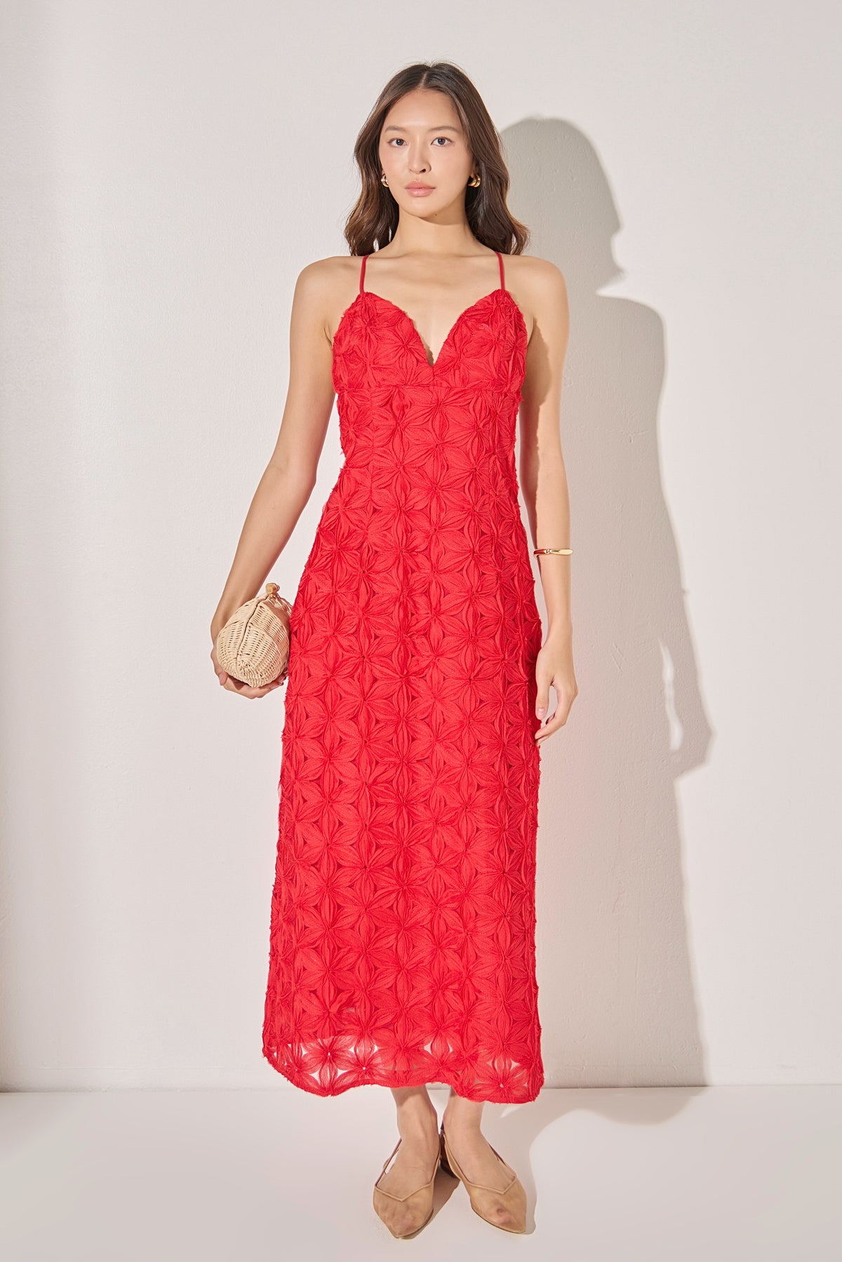 Spaghetti Strap Lace Midi Dress