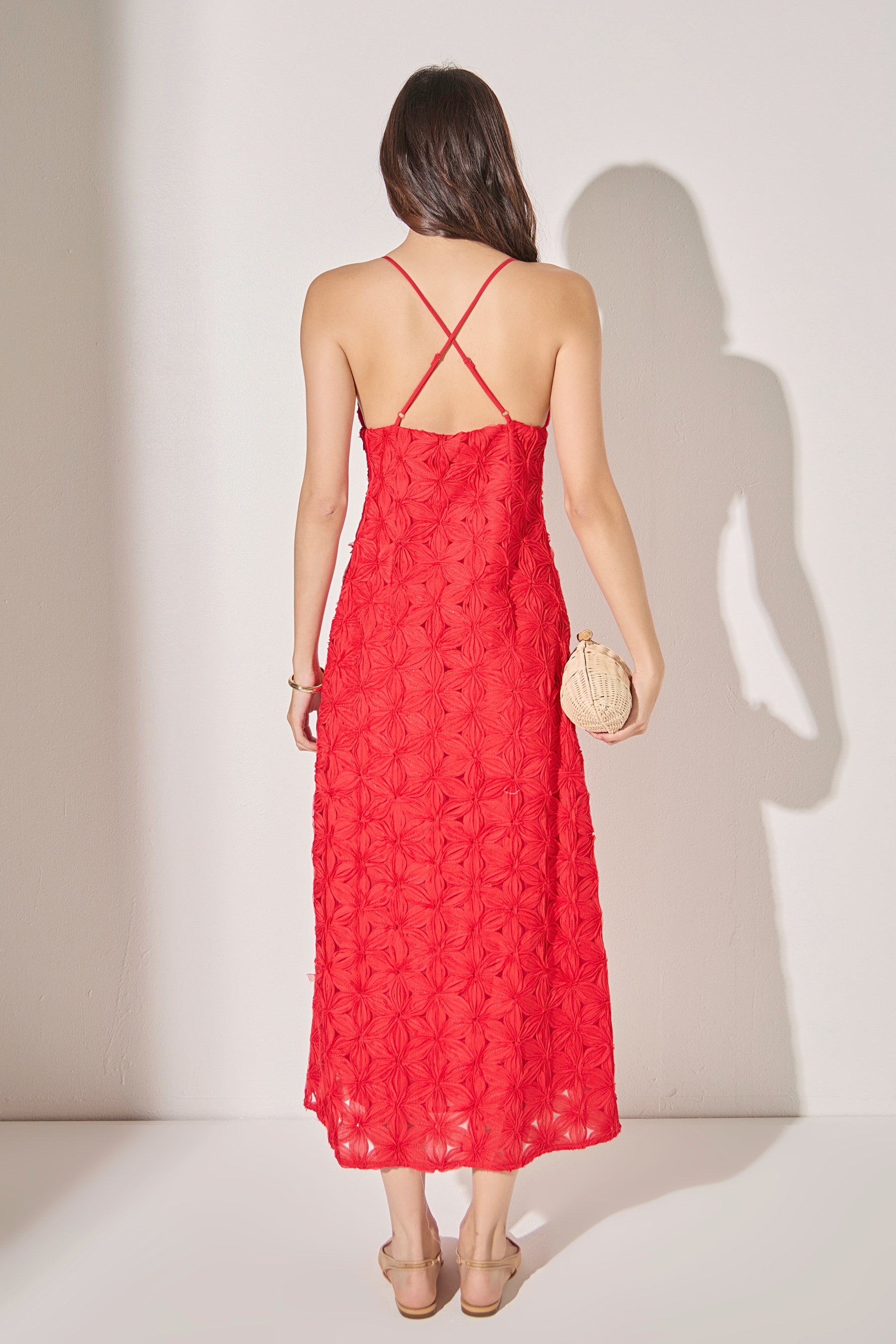 ENDLESS ROSE - Spaghetti Strap Lace Midi Dress - DRESSES available at Objectrare