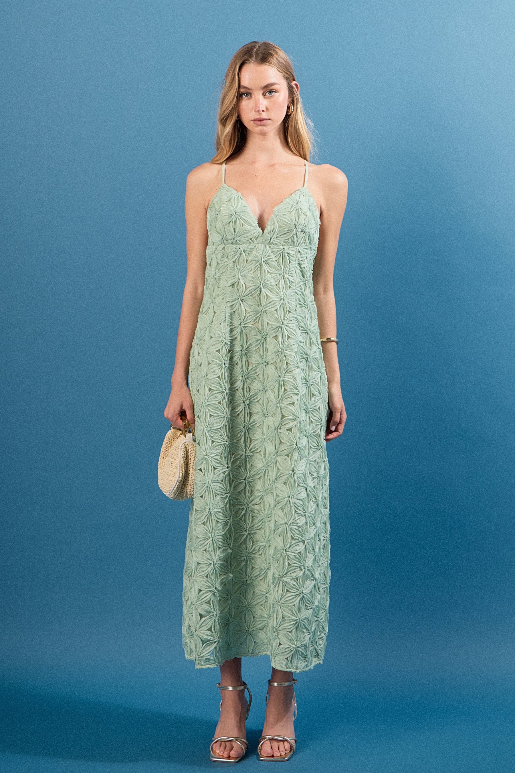 ENDLESS ROSE - Spaghetti Strap Lace Midi Dress - DRESSES available at Objectrare