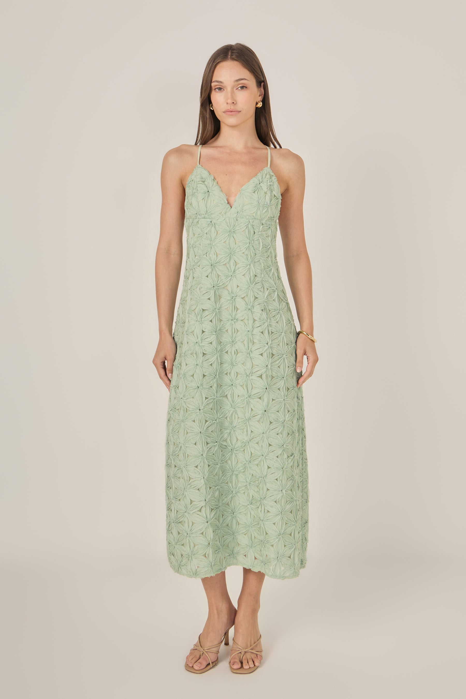 ENDLESS ROSE - Spaghetti Strap Lace Midi Dress - DRESSES available at Objectrare