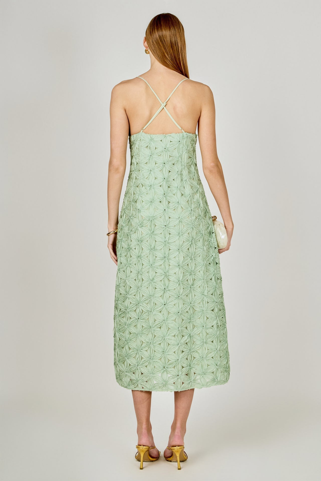 ENDLESS ROSE - Lace Spaghetti Strap Midi Dress - DRESSES available at Objectrare