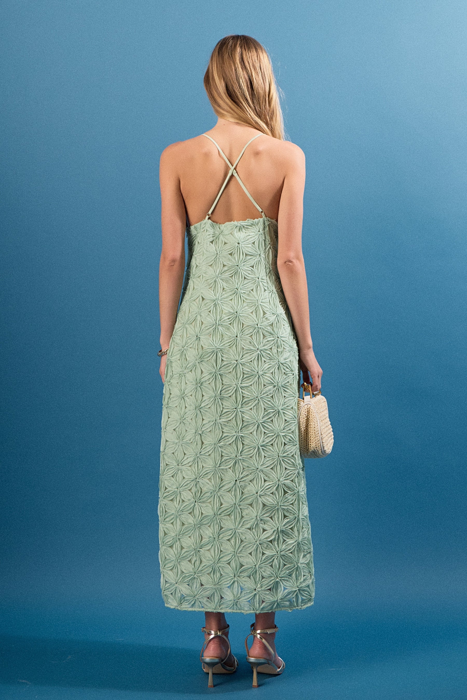 ENDLESS ROSE - Lace Spaghetti Strap Midi Dress - DRESSES available at Objectrare