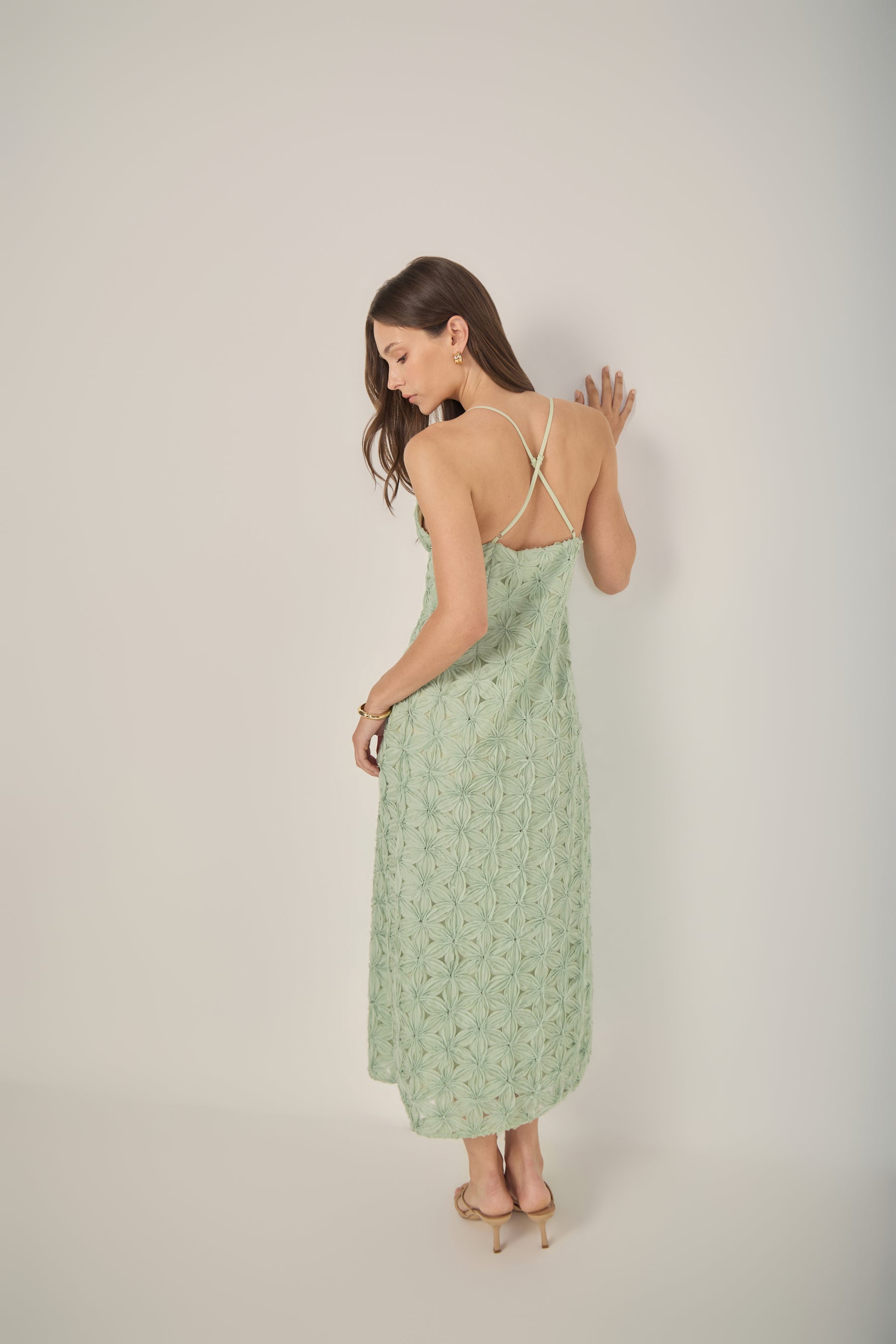 ENDLESS ROSE - Spaghetti Strap Lace Midi Dress - DRESSES available at Objectrare