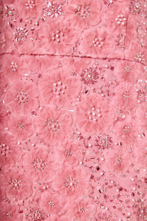 Lace Sequined Strapless Mini Dress