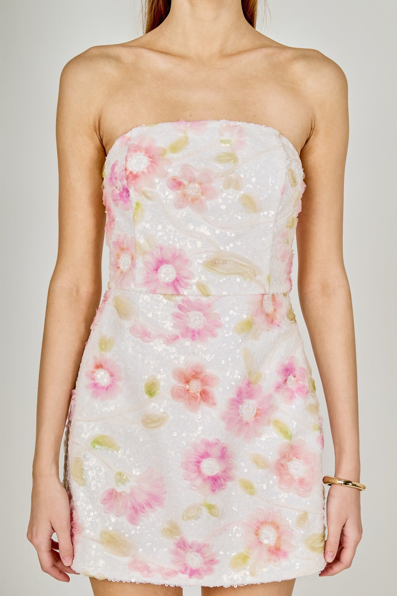 ENDLESS ROSE - Floral Sequin Lace Mini Dress - DRESSES available at Objectrare