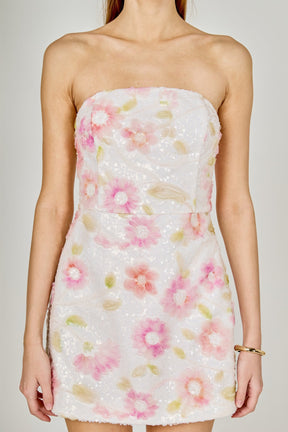 ENDLESS ROSE - Floral Sequined Lace Mini Dress - DRESSES available at Objectrare