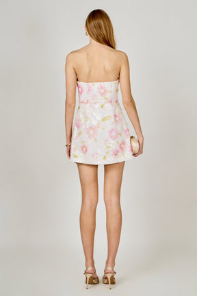 ENDLESS ROSE - Floral Sequined Lace Mini Dress - DRESSES available at Objectrare