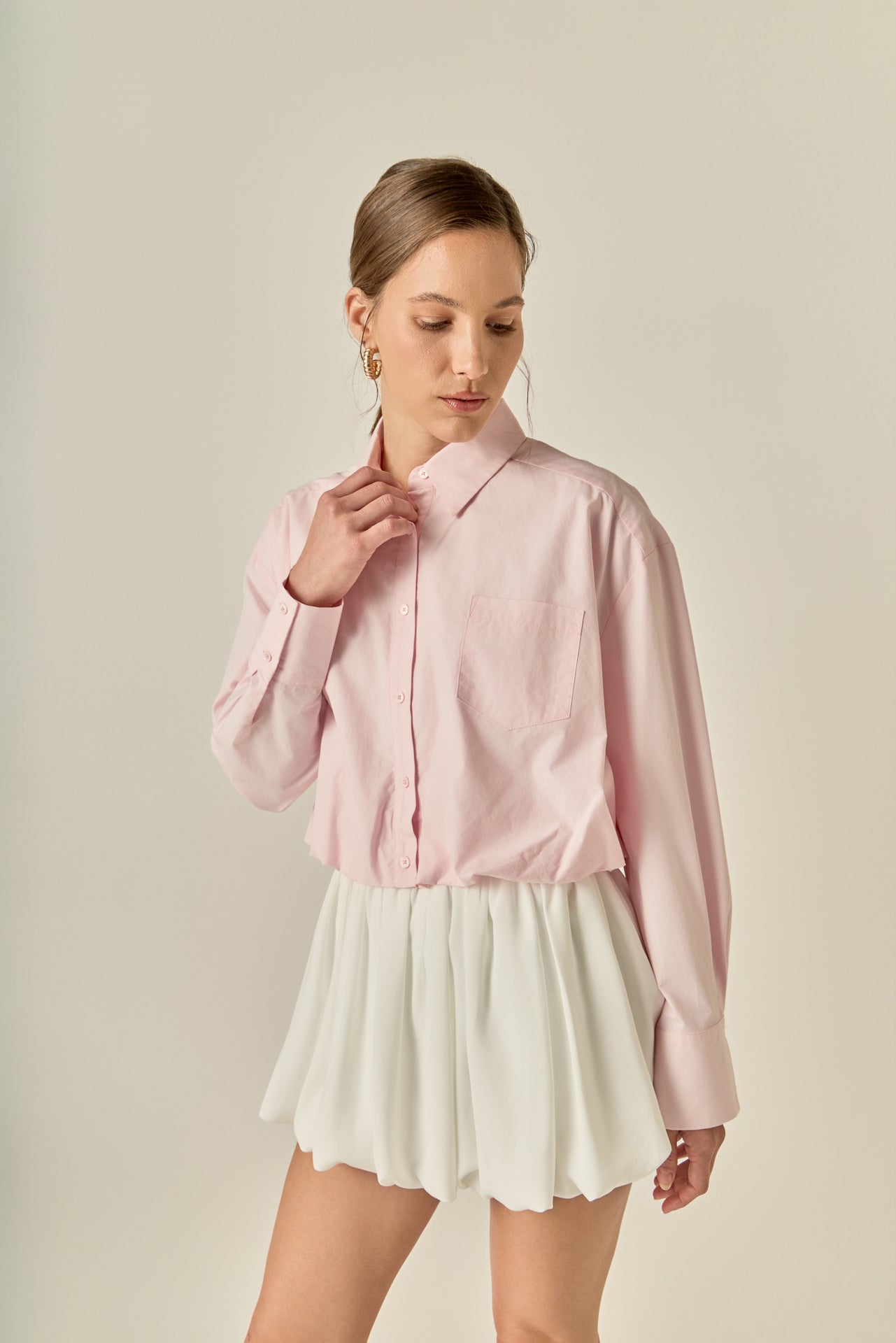 ENGLISH FACTORY - Bubble Hem Long Sleeve Shirt - TOPS available at Objectrare