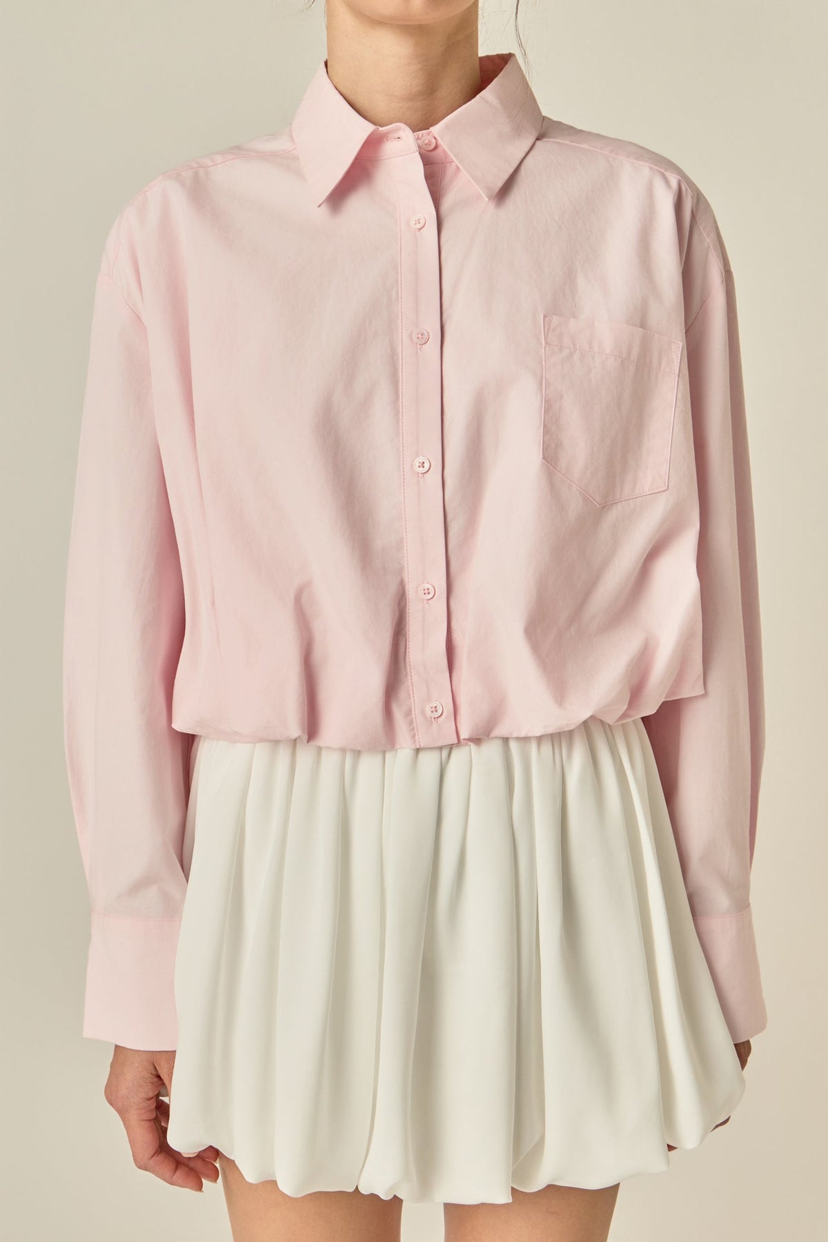 ENGLISH FACTORY - Bubble Hem Long Sleeve Shirt - TOPS available at Objectrare