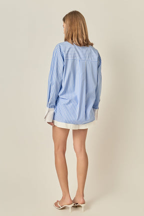 ENGLISH FACTORY - Stripe Contrast Boyfriend Shorts - SHORTS available at Objectrare