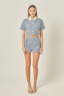 Nautical Stripe Cropped Top