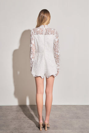 ENDLESS ROSE - High Neck Lace Romper - ROMPERS available at Objectrare