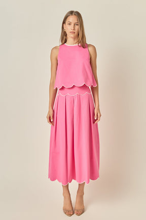 Scalloped Midi Skirt