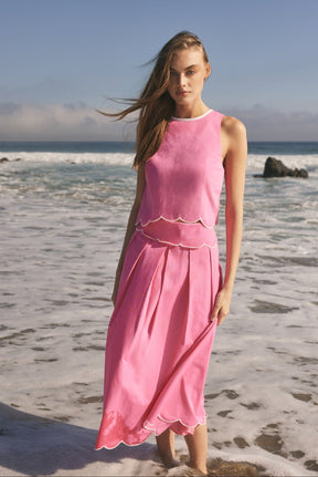 Scalloped Midi Skirt