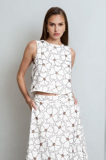 ENDLESS ROSE - Floral Beaded Sleeveless Top - TOPS available at Objectrare