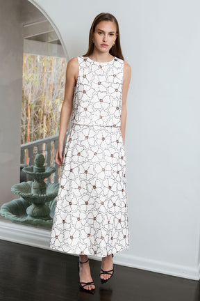 Floral Beaded Sleeveless Top