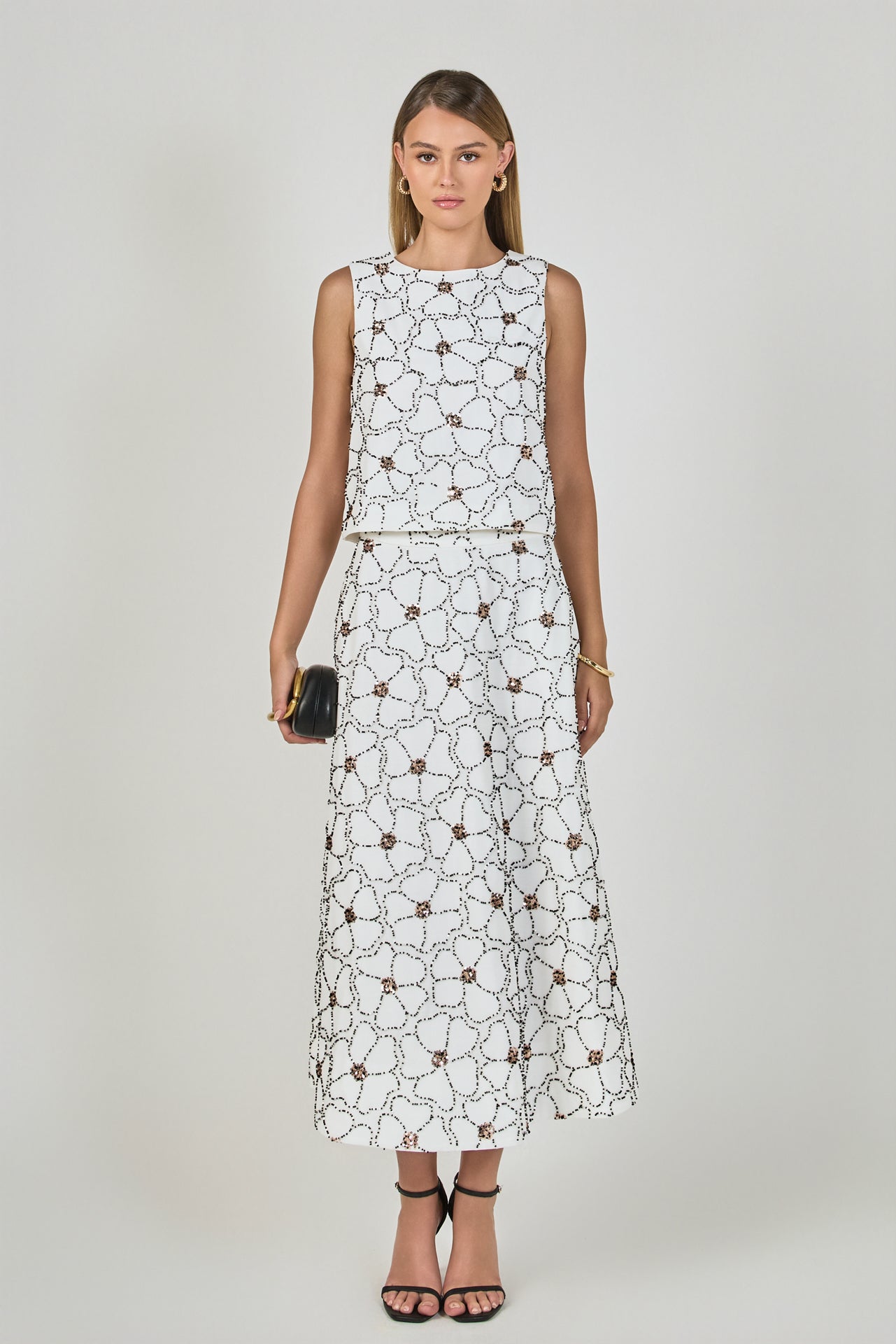Floral Beaded Sleeveless Top