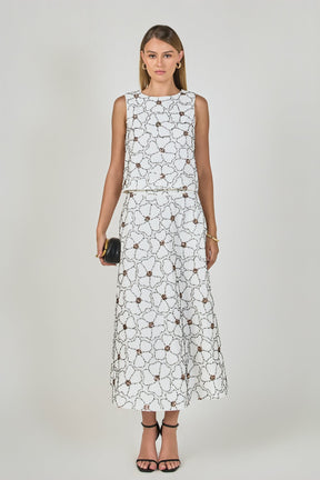 Floral Beaded Sleeveless Top