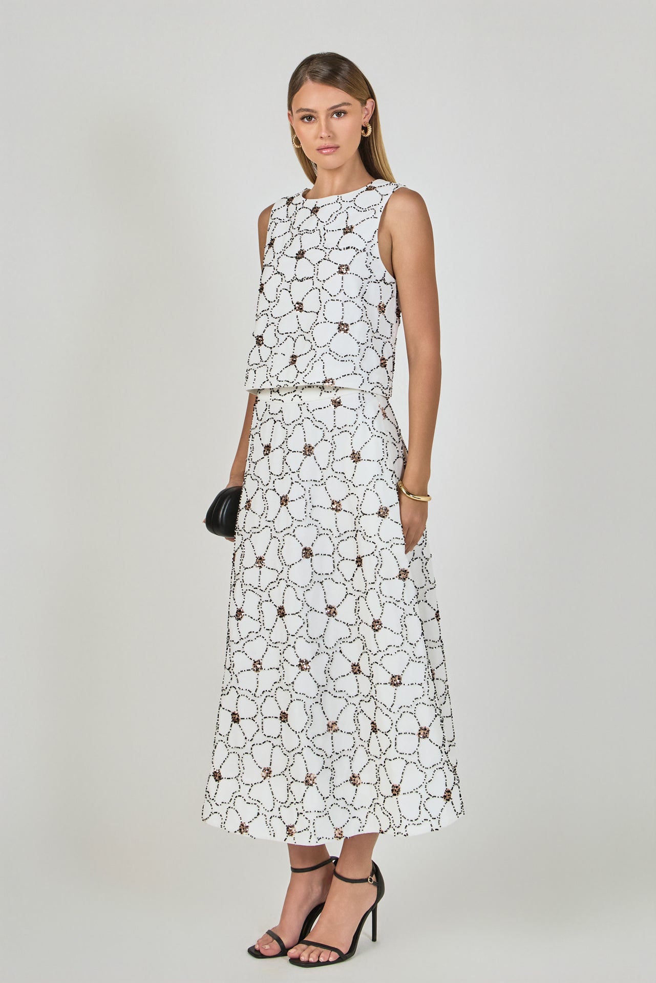 Floral Beaded Sleeveless Top