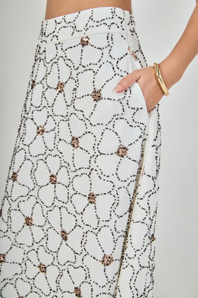 Floral Beaded Midi Skirt