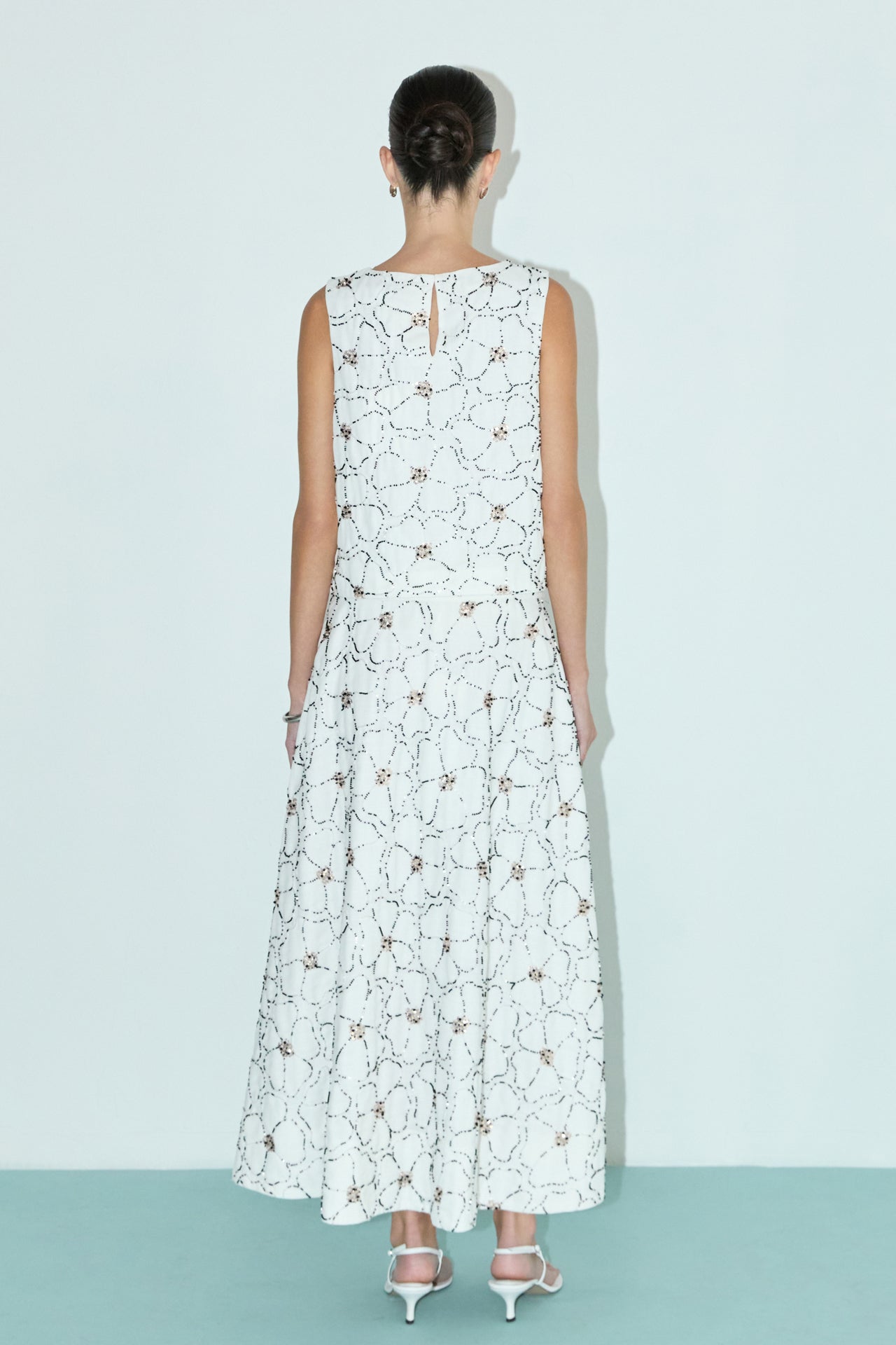 Floral Beaded Midi Skirt