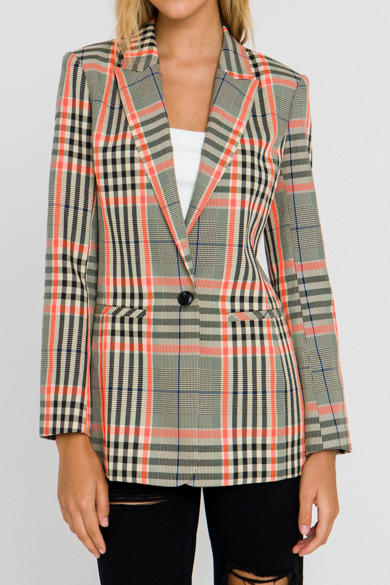 GREY LAB - Neon Contrast Checker Blazer - BLAZERS available at Objectrare