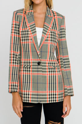 GREY LAB - Neon Contrast Checker Blazer - BLAZERS available at Objectrare