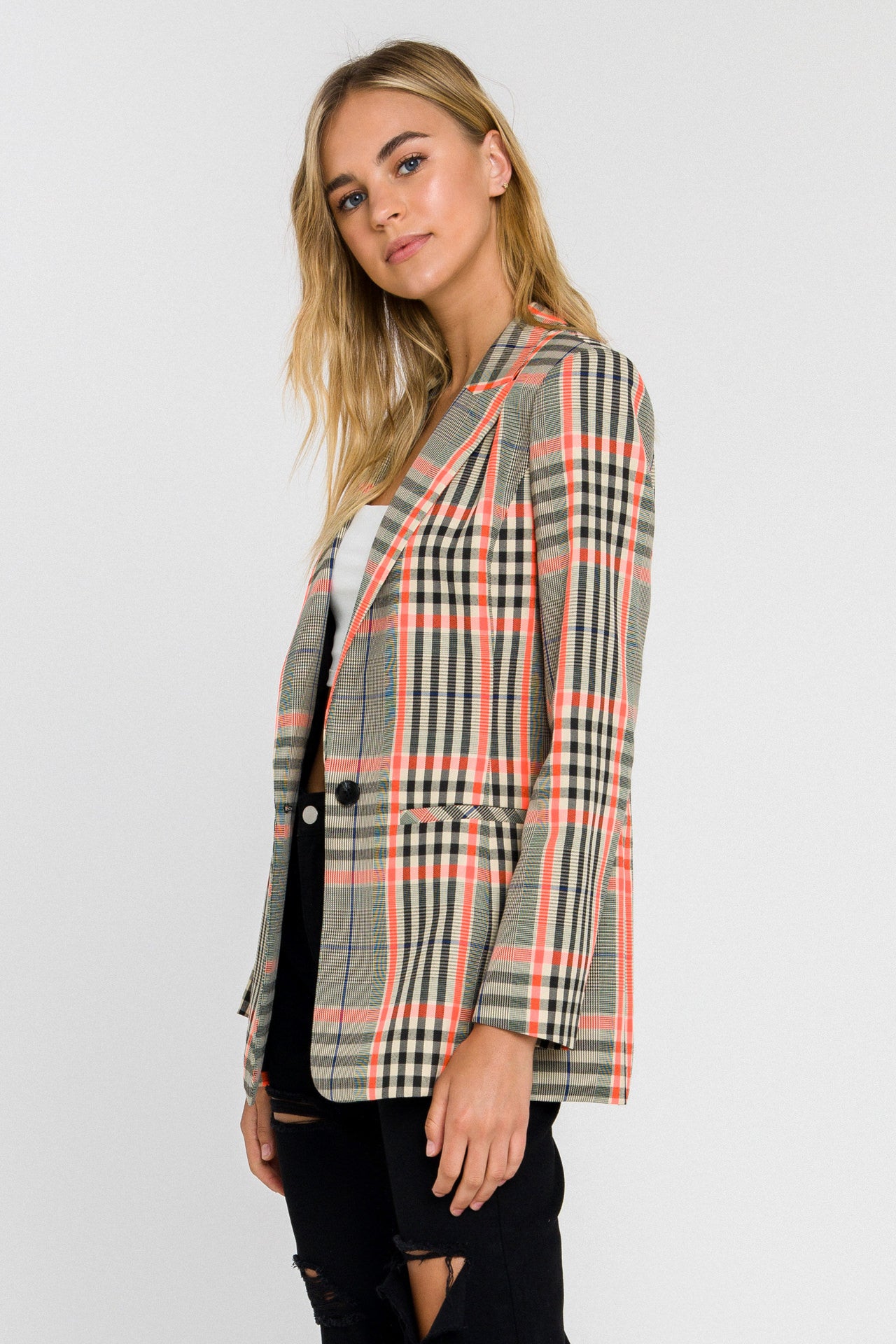 GREY LAB - Neon Contrast Checker Blazer - BLAZERS available at Objectrare