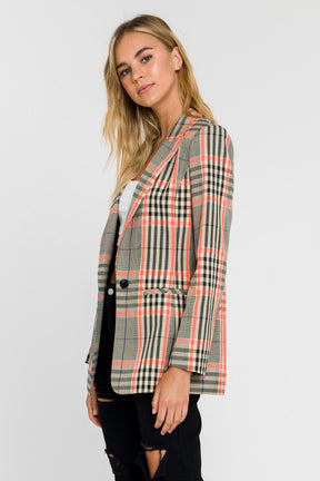 GREY LAB - Neon Contrast Checker Blazer - BLAZERS available at Objectrare