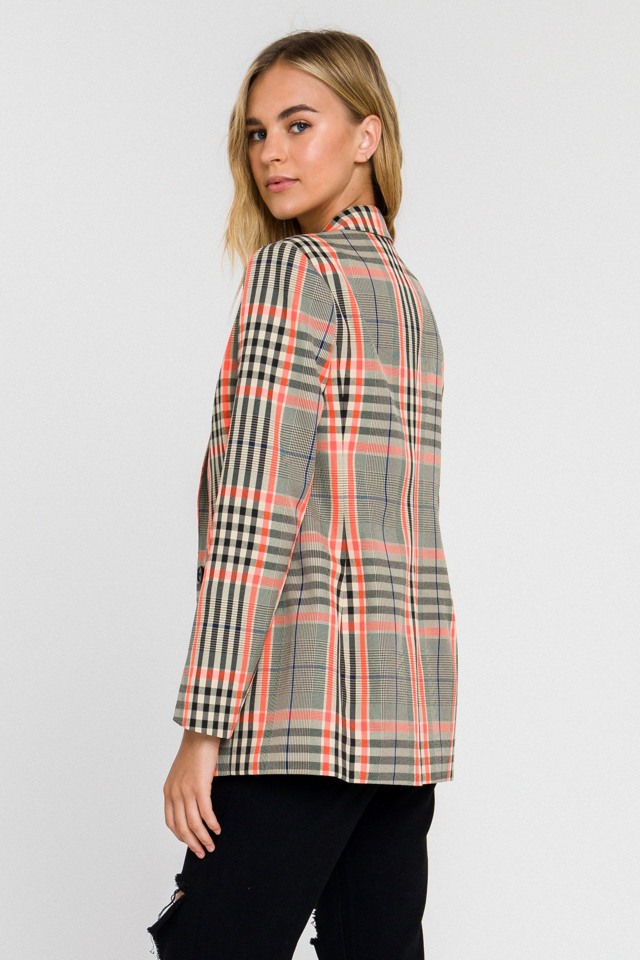 GREY LAB - Neon Contrast Checker Blazer - BLAZERS available at Objectrare