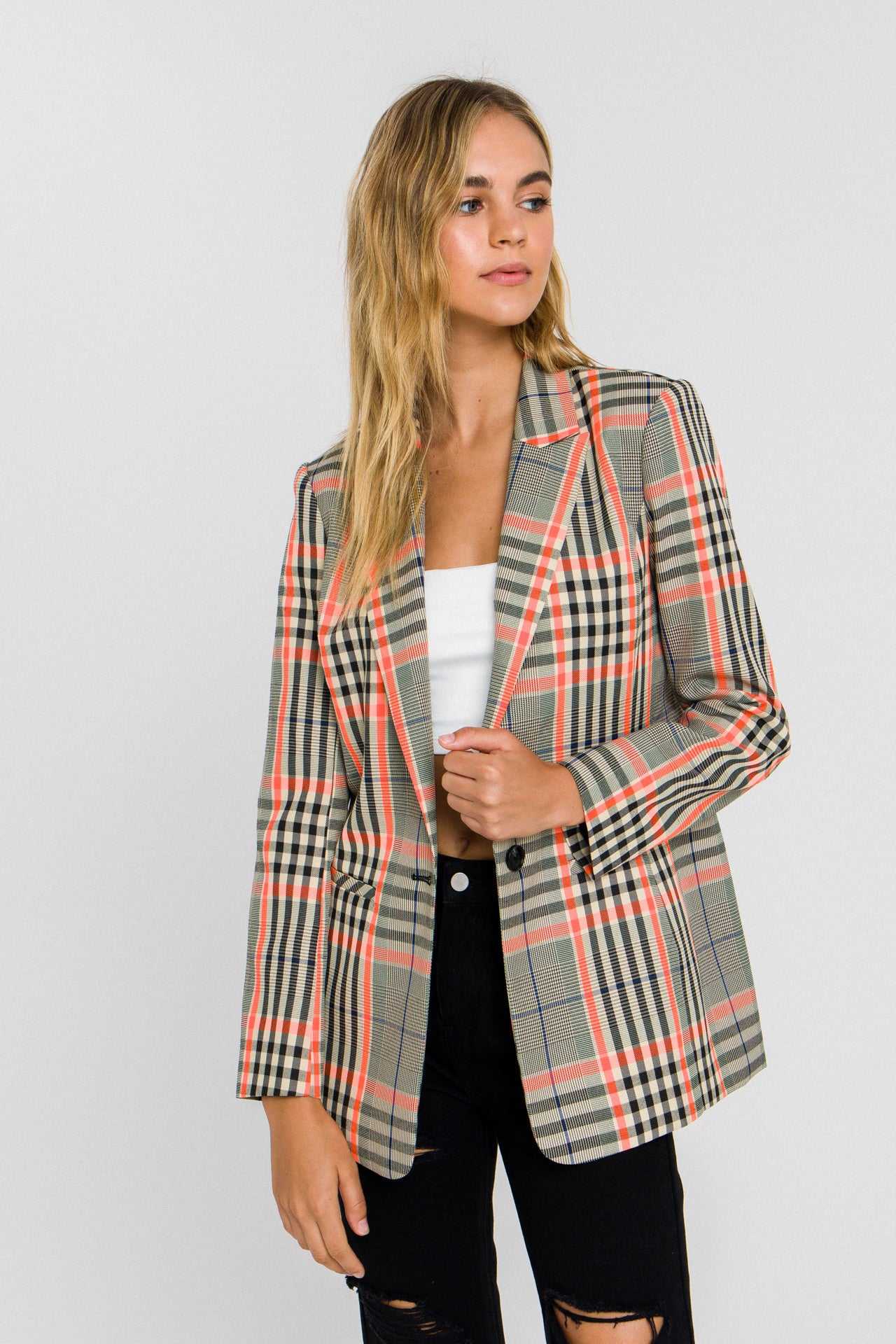 GREY LAB - Neon Contrast Checker Blazer - BLAZERS available at Objectrare