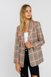 GREY LAB - Neon Contrast Checker Blazer - BLAZERS available at Objectrare