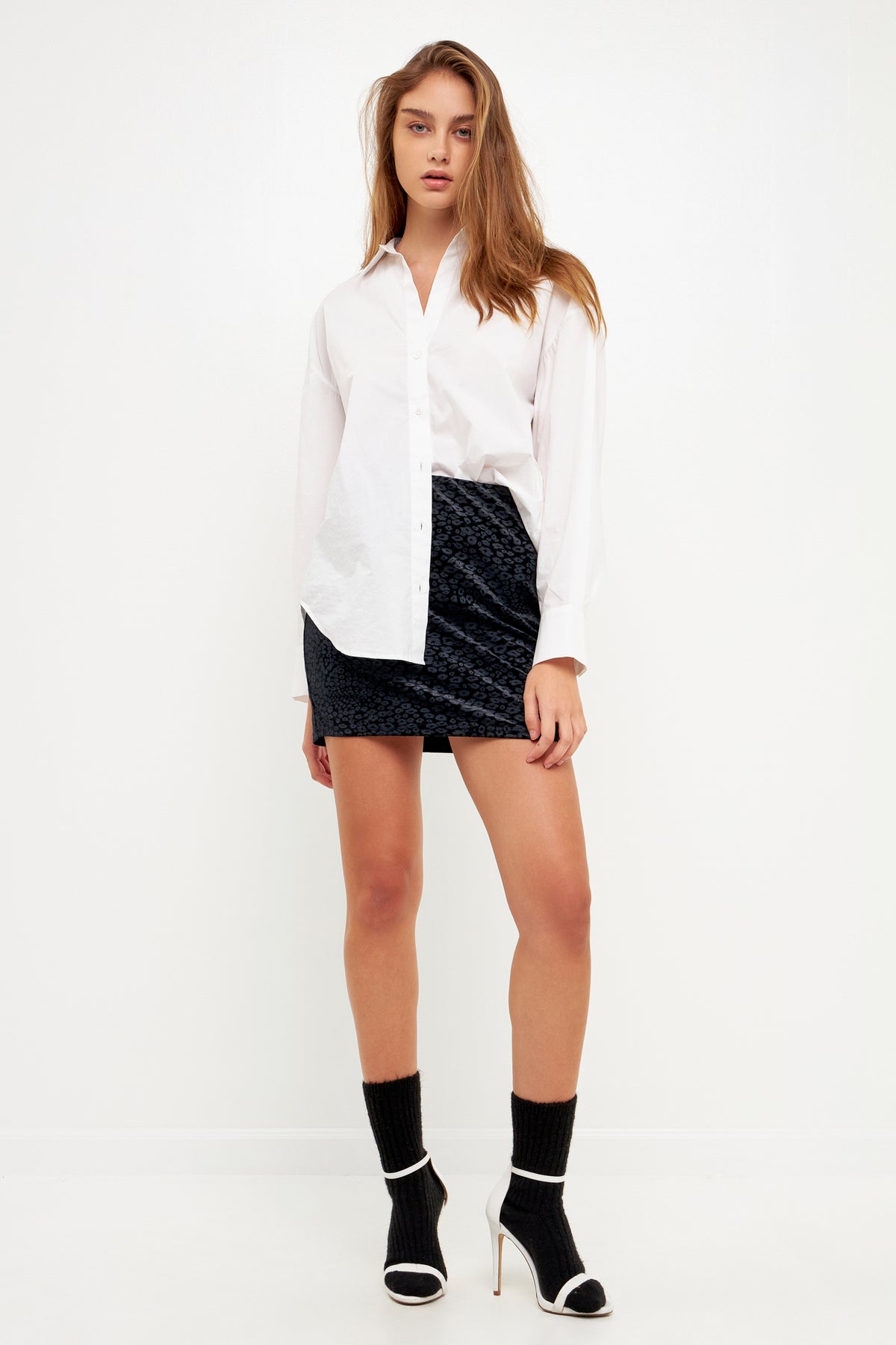 GREY LAB - Animal Print Velvet Skirt - SKIRTS available at Objectrare