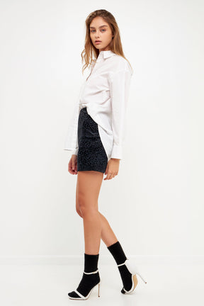 GREY LAB - Grey Lab - Animal Print Velvet Skirt - SKIRTS available at Objectrare