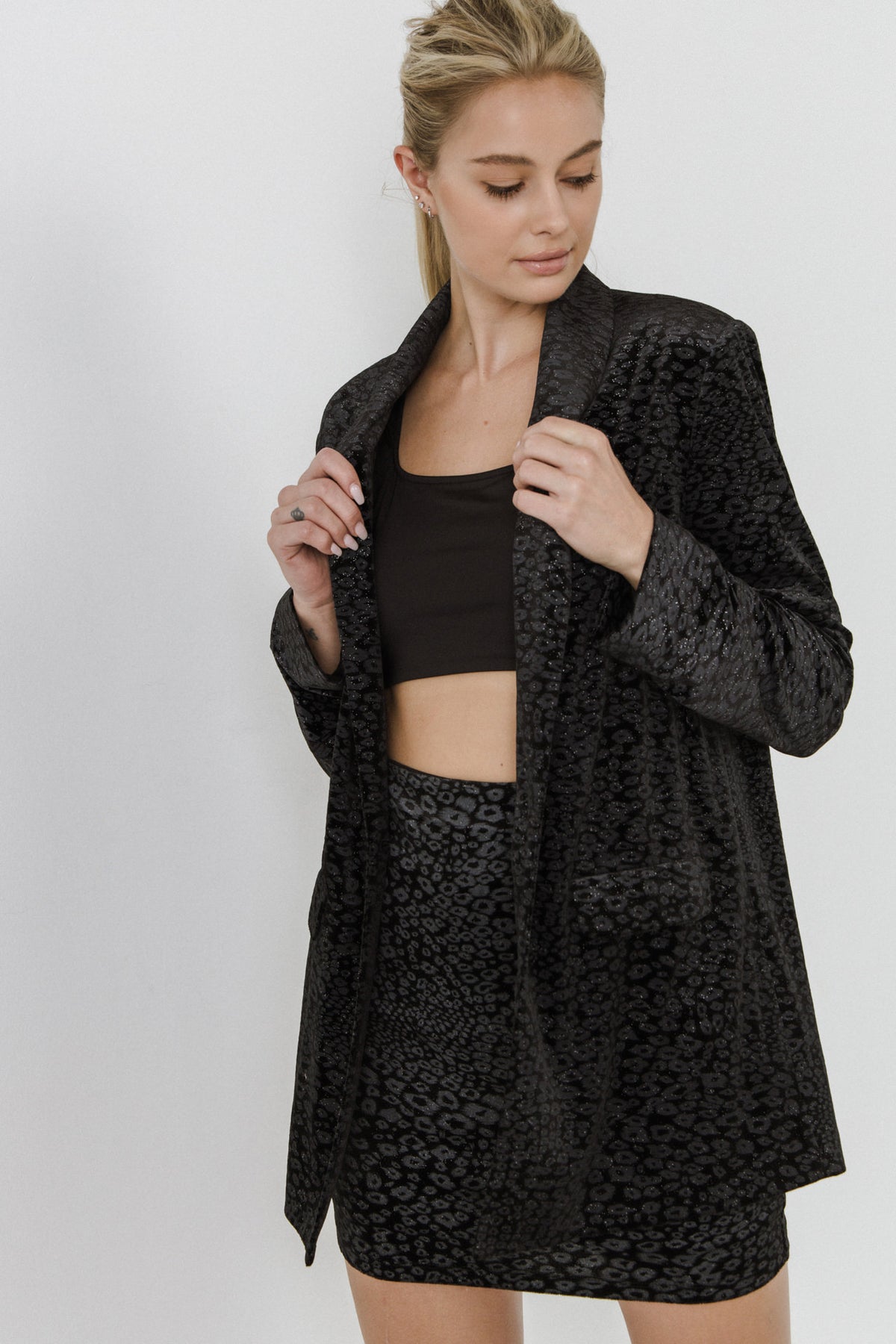GREY LAB - Leopard Print Velvet Blazer - BLAZERS available at Objectrare