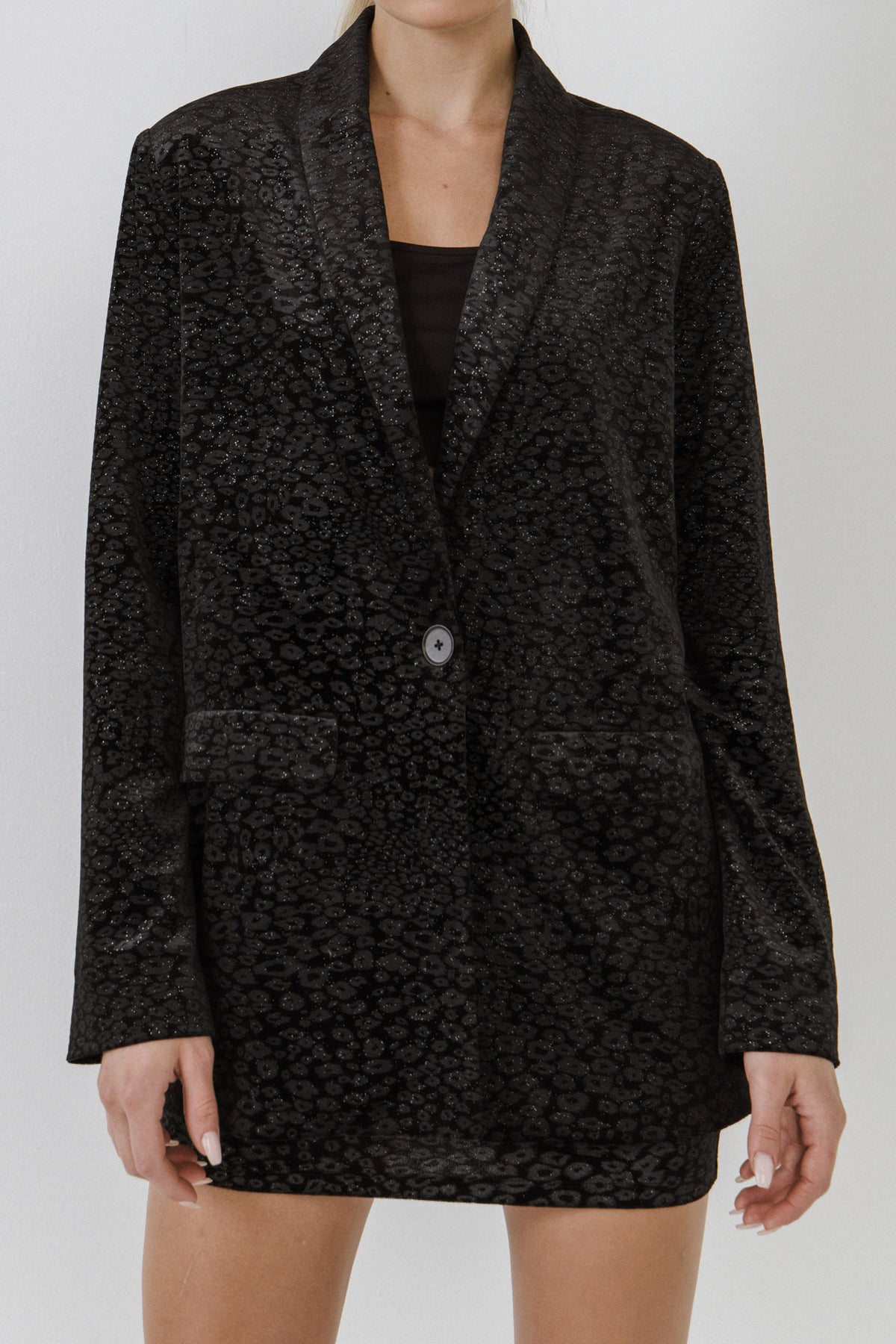 GREY LAB - Leopard Print Velvet Blazer - BLAZERS available at Objectrare