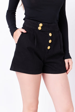 ENGLISH FACTORY - English Factory - Buttoned Denim Shorts - SHORTS available at Objectrare