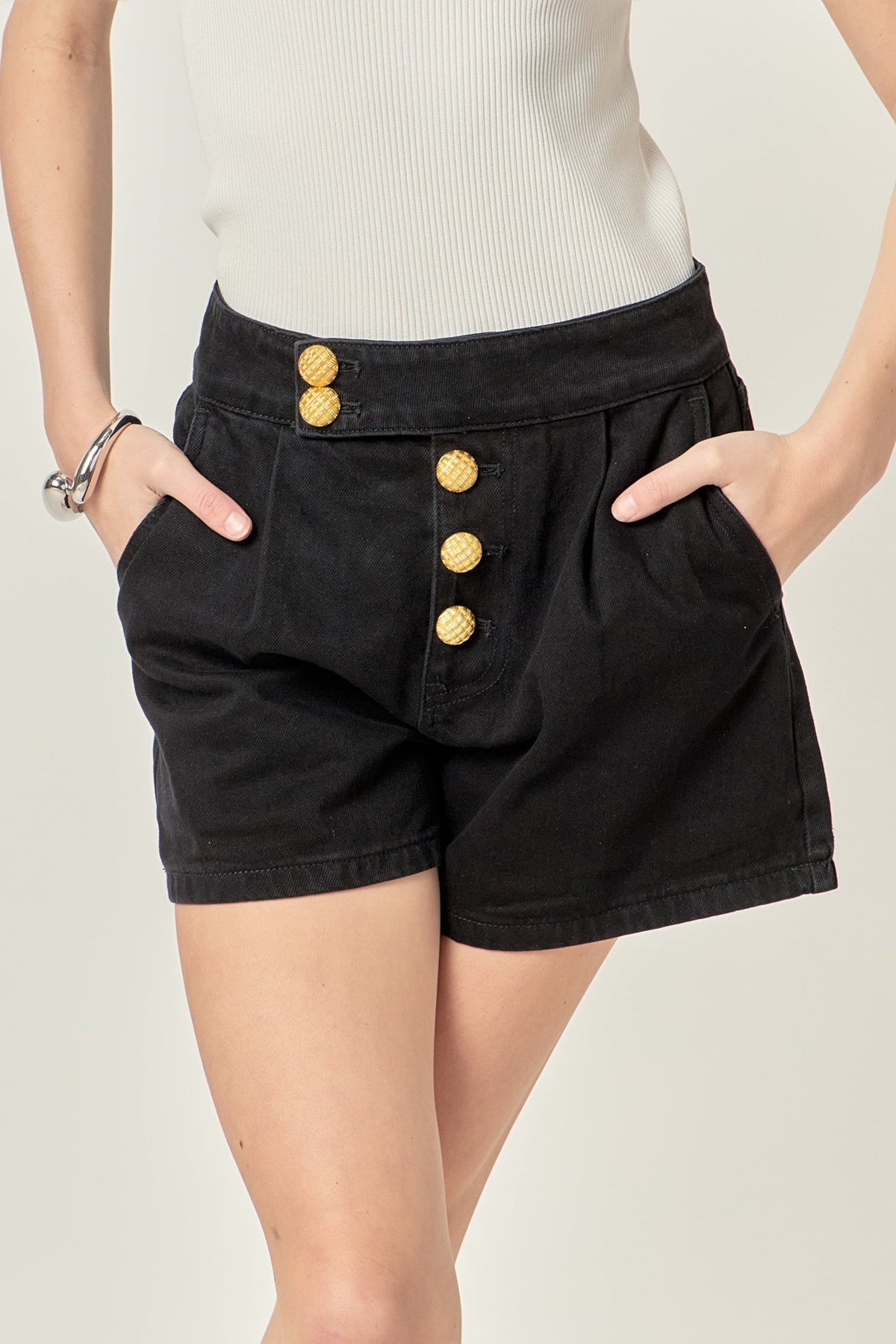 Buttoned Denim Shorts