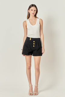 ENGLISH FACTORY - Buttoned Denim Shorts - SHORTS available at Objectrare