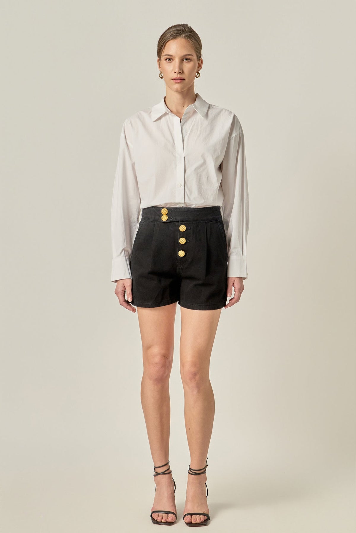 ENGLISH FACTORY - Buttoned Denim Shorts - SHORTS available at Objectrare