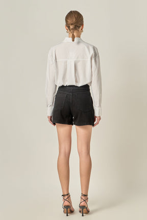 ENGLISH FACTORY - Buttoned Denim Shorts - SHORTS available at Objectrare