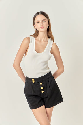 ENGLISH FACTORY - Buttoned Denim Shorts - SHORTS available at Objectrare