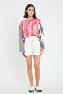 ENGLISH FACTORY - Buttoned Denim Shorts - SHORTS available at Objectrare