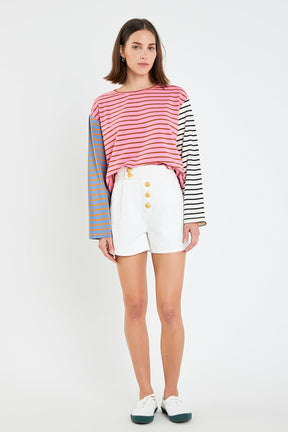 ENGLISH FACTORY - Buttoned Denim Shorts - SHORTS available at Objectrare