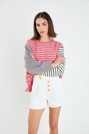 ENGLISH FACTORY - Buttoned Denim Shorts - SHORTS available at Objectrare