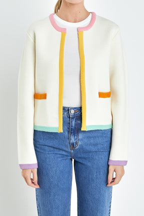 ENGLISH FACTORY - Color Block Sweater Cardigan - SWEATERS & KNITS available at Objectrare