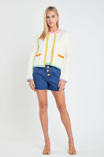 ENGLISH FACTORY - English Factory - Color Block Sweater Cardigan - SWEATERS & KNITS available at Objectrare